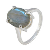 Penelope Artisan Grey Solitaire Ring with Labradorite Gemstone